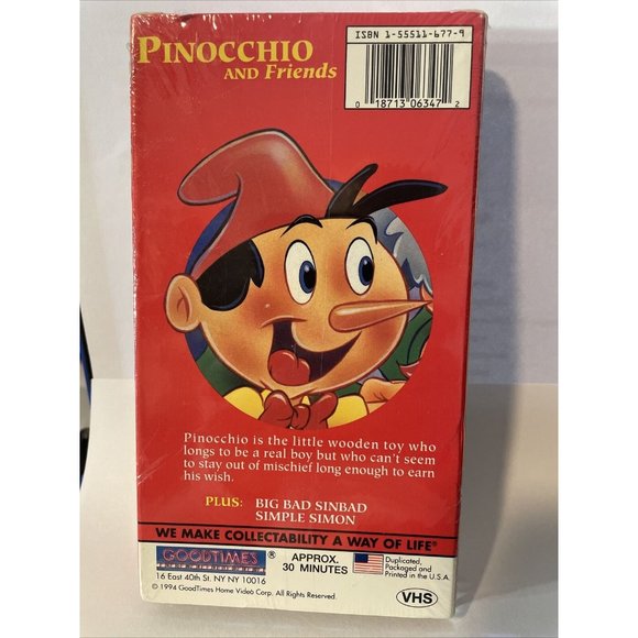 PINOCCHIO And Friends Goodtime VHS Cassette USA Release Vintage Sealed 30 Min. - Picture 2 of 7
